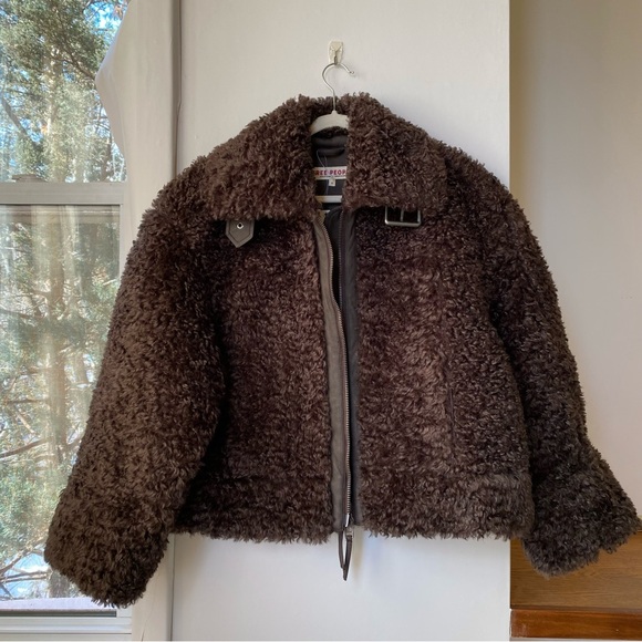 NWT Free People Jolie Oversized Teddy Jacket Deep Fudge Brown XS - Picture 4 of 12
